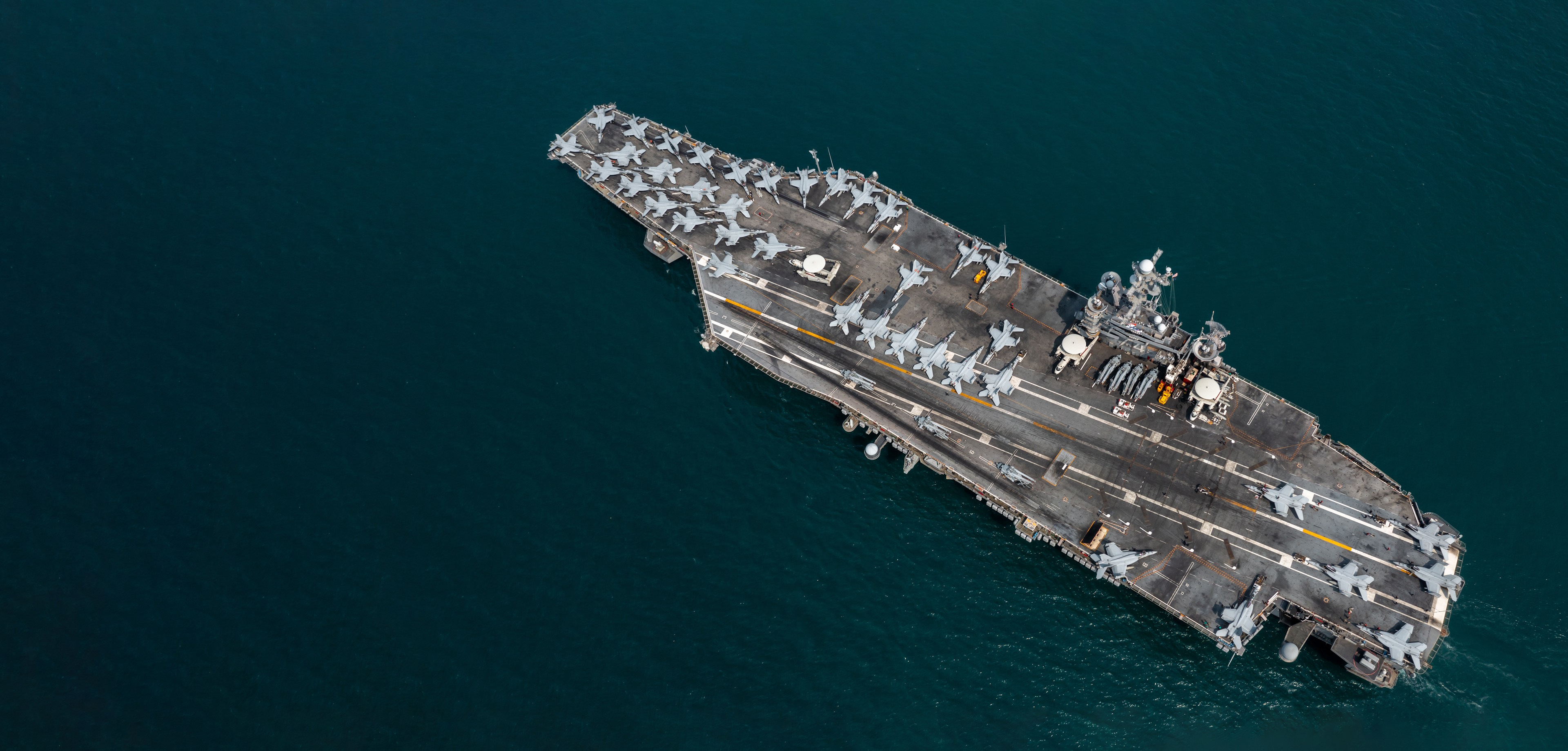 Aerial view of an aircraft carrier